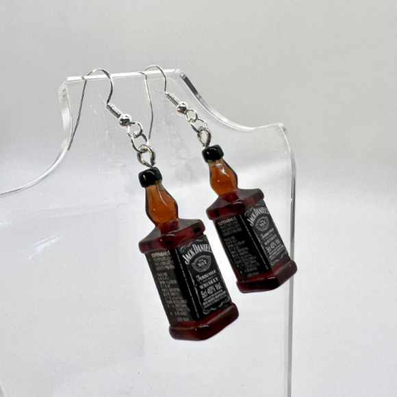 Jack Daniels Earrings - Alcohol Earrings- New Years Eve Party Earrings - Picture 5 of 7